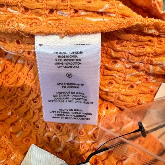 JOIE Wo Cameo Smocked Cotton Top, Muskmelon Porcelain, Size M - Picture 8 of 9